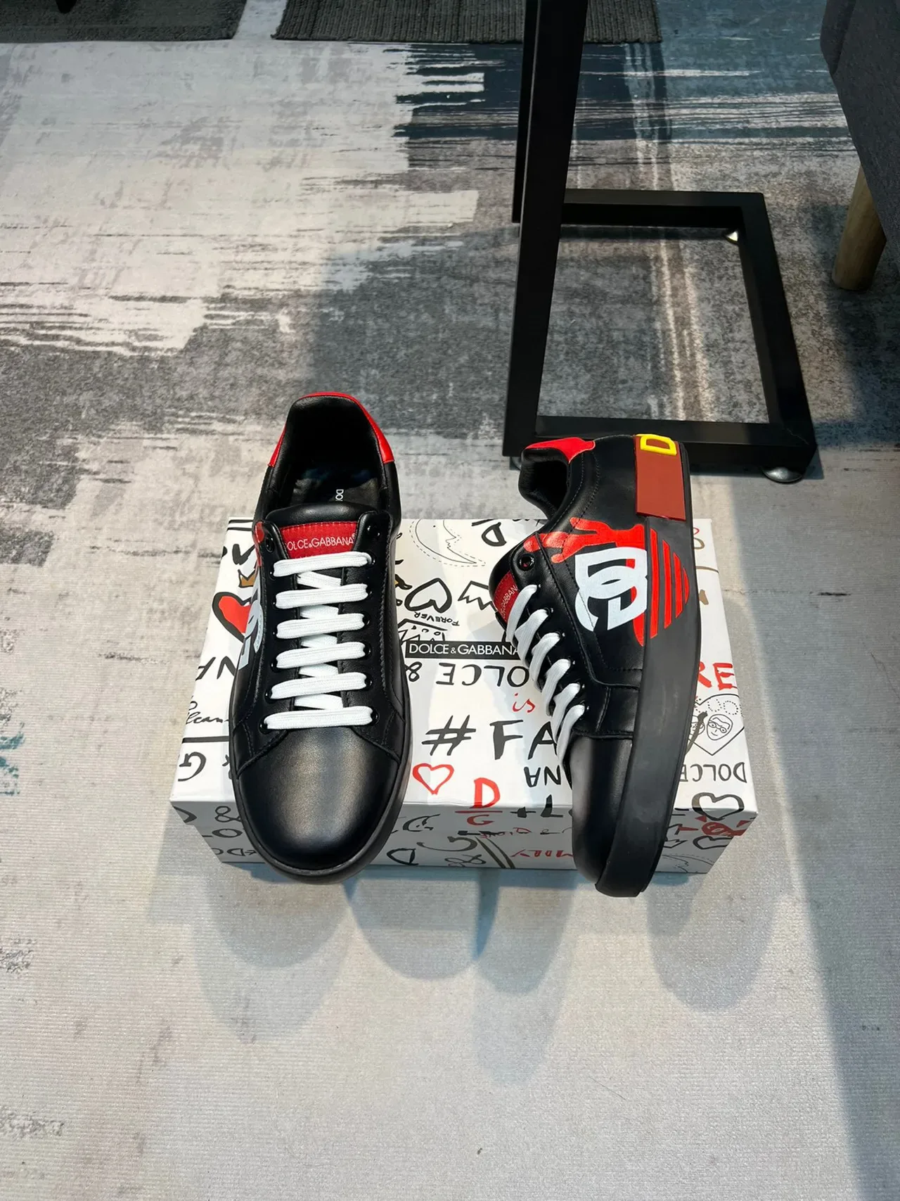 Dolce & Gabbana Graphic Logo Black Red Yellow Lifestyle Sneakers 5