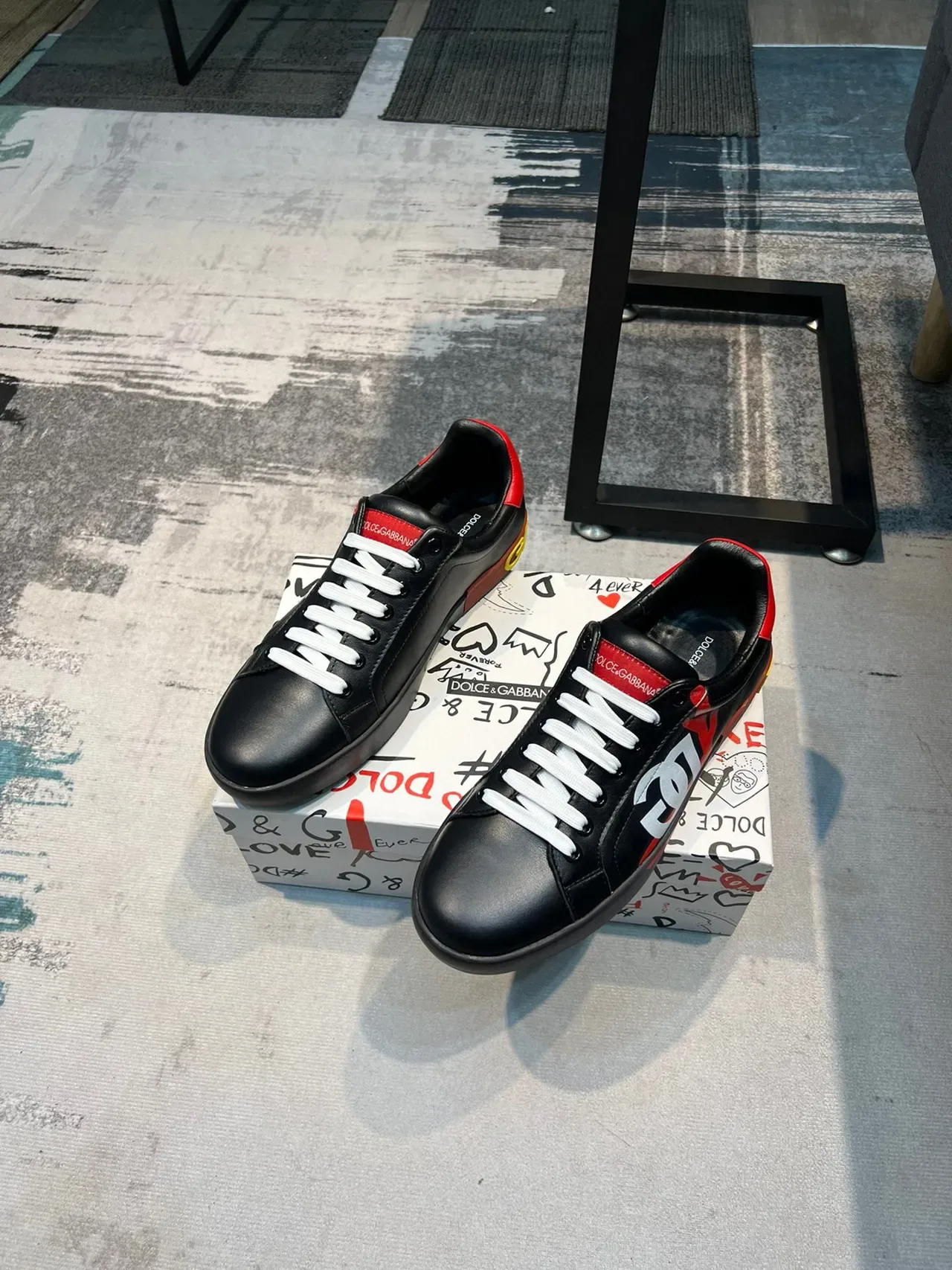 Dolce & Gabbana Graphic Logo Black Red Yellow Lifestyle Sneakers 6