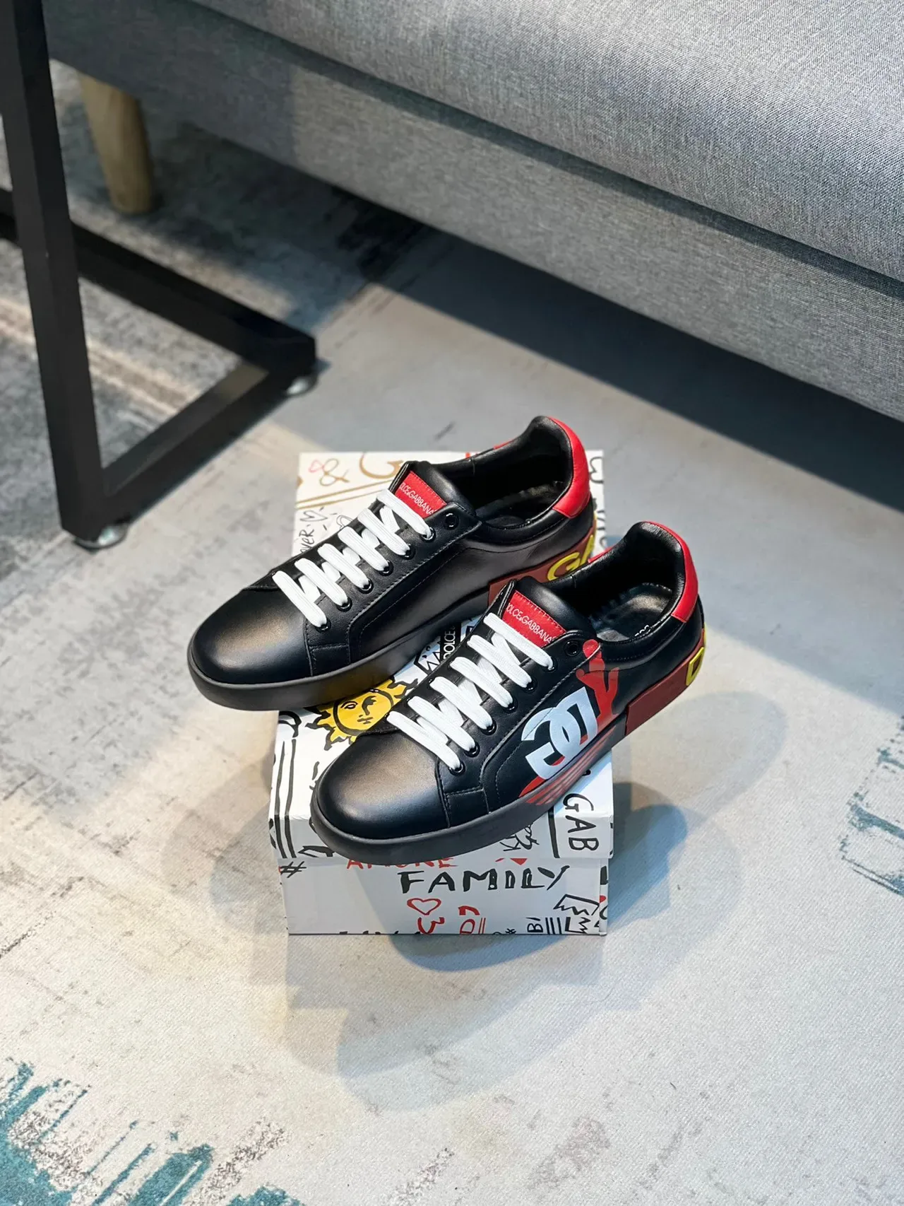Dolce & Gabbana Graphic Logo Black Red Yellow Lifestyle Sneakers 7