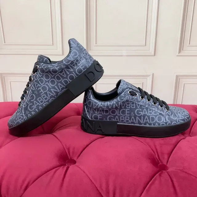 Dolce & Gabbana cinza preto monograma impresso superior sola plataforma sneakers lifestyle 3