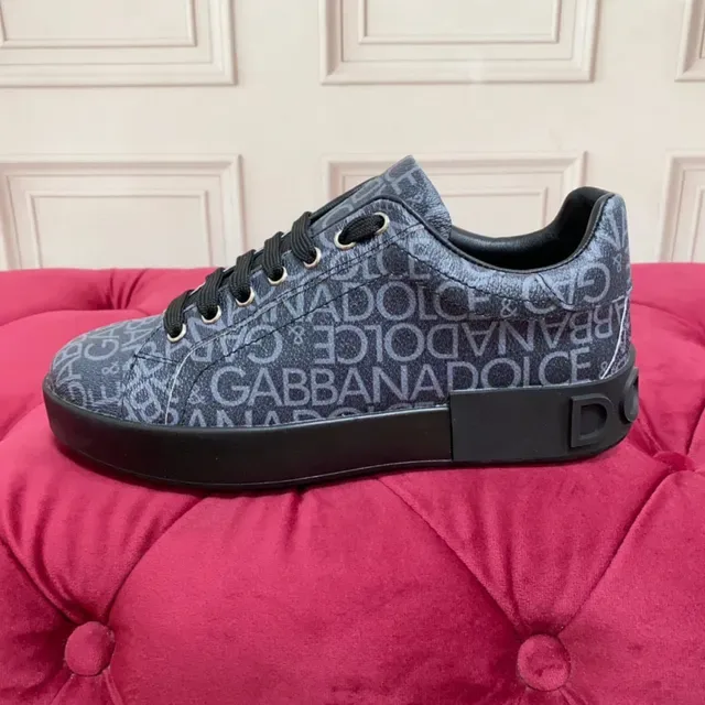 Dolce & Gabbana cinza preto monograma impresso superior sola plataforma sneakers lifestyle 5