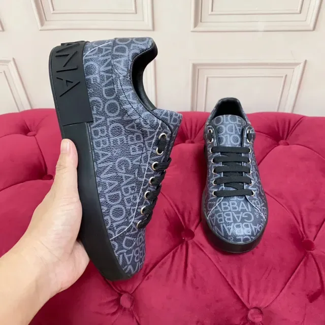 Dolce & Gabbana cinza preto monograma impresso superior sola plataforma sneakers lifestyle 6