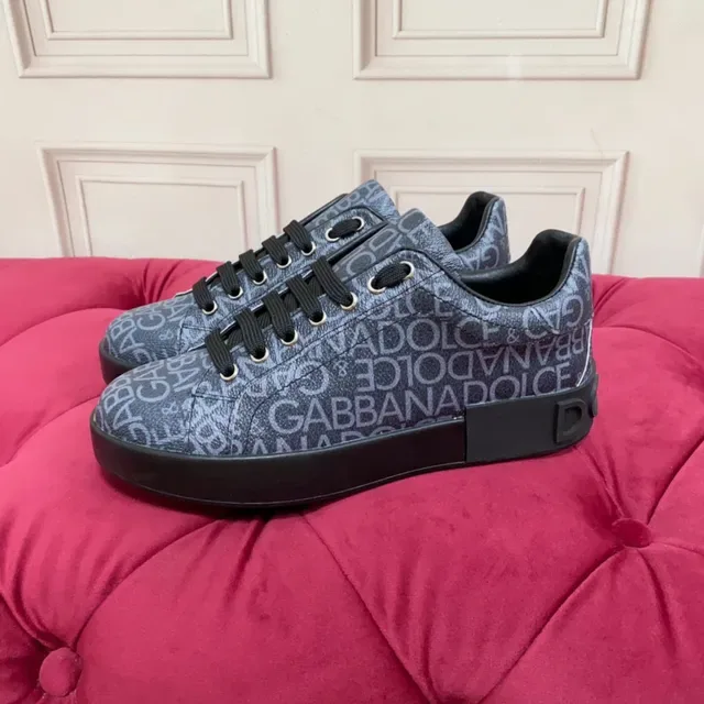 Dolce & Gabbana cinza preto monograma impresso superior sola plataforma sneakers lifestyle 7