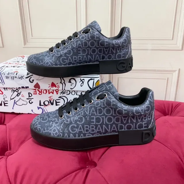 Dolce & Gabbana cinza preto monograma impresso superior sola plataforma sneakers lifestyle 9