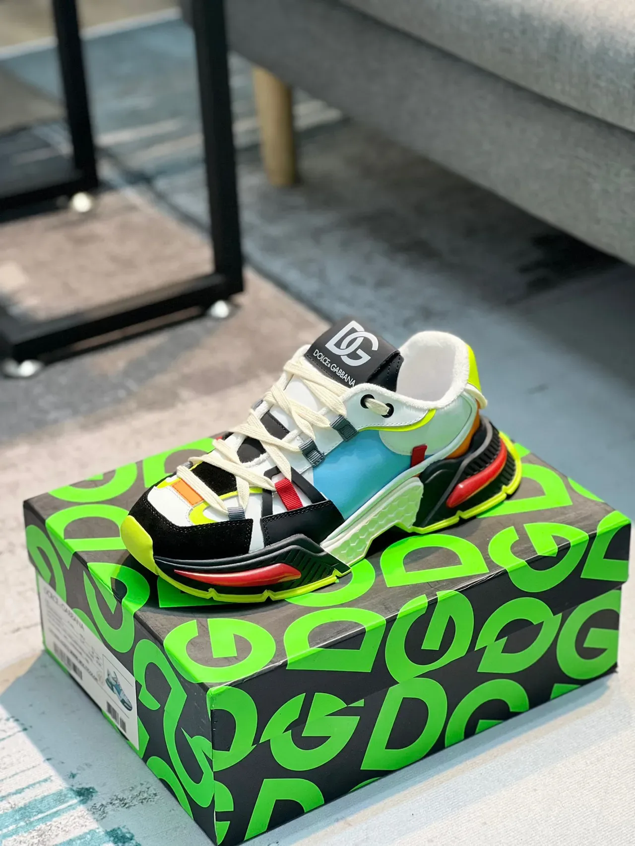 Dolce & Gabbana Multicolor Patchwork Upper Sculpted Sole Chunky Sneakers 1