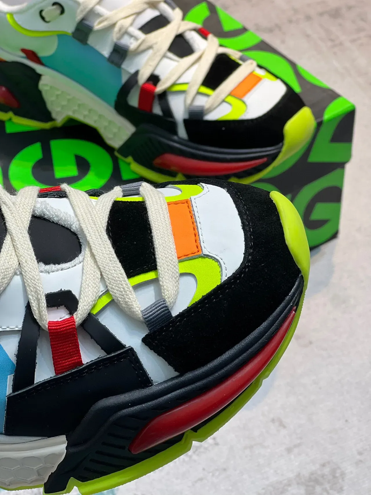 Dolce & Gabbana Multicolor Patchwork Upper Sculpted Sole Chunky Sneakers 3