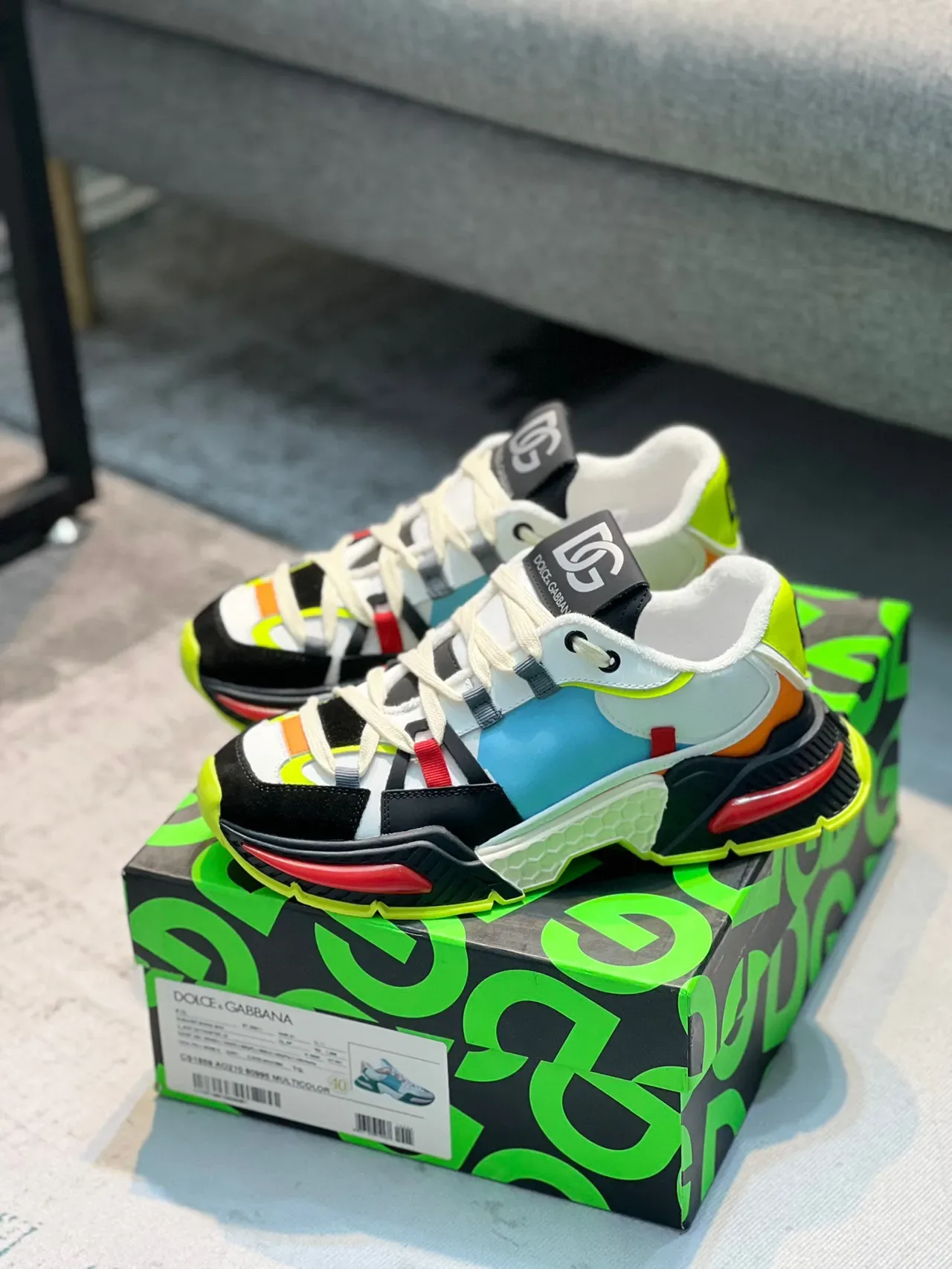 Dolce & Gabbana Multicolor Patchwork Upper Sculpted Sole Chunky Sneakers 7
