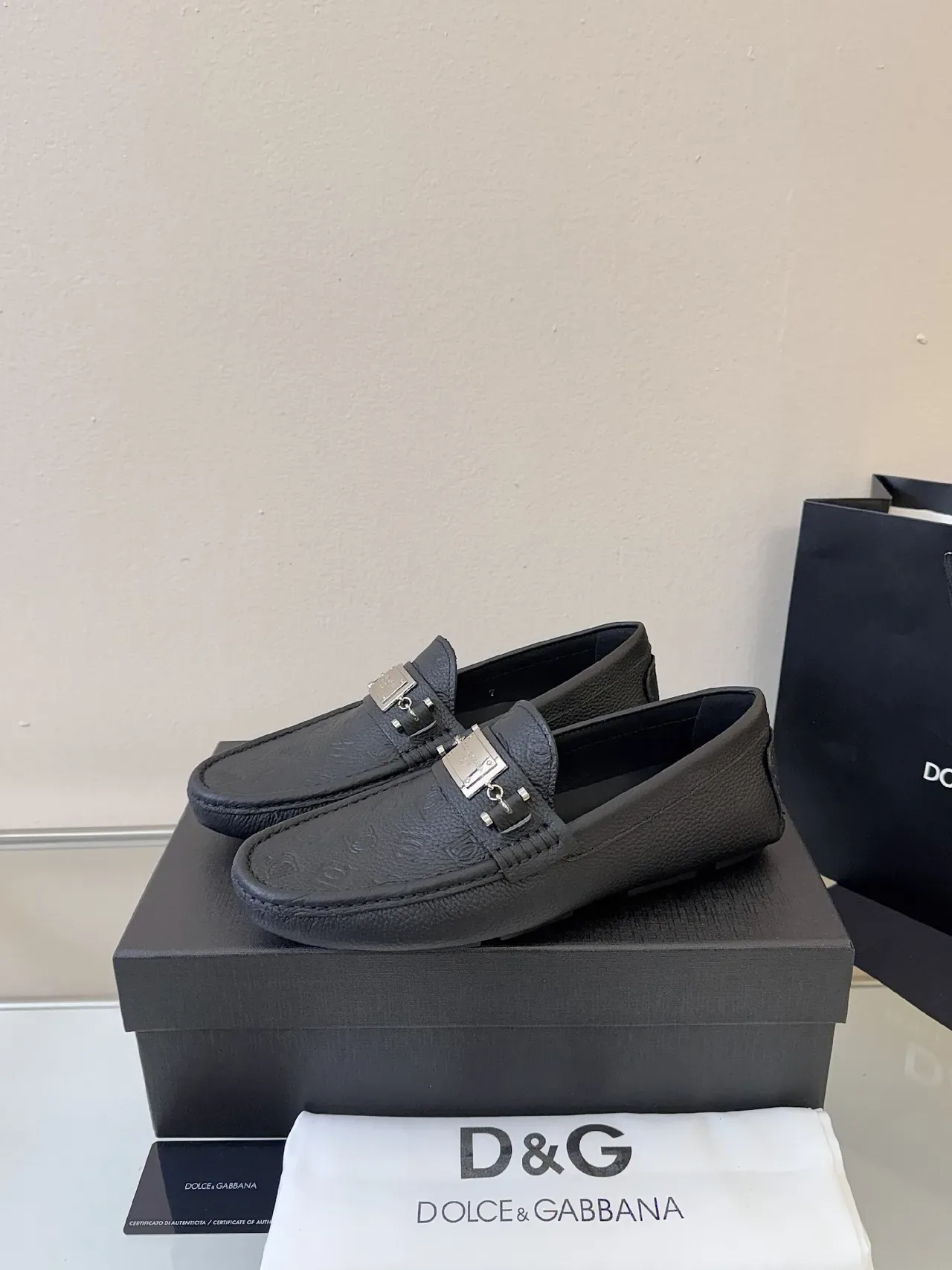 Mocassins Dolce & Gabbana Portofino de Couro Preto Granulado 2