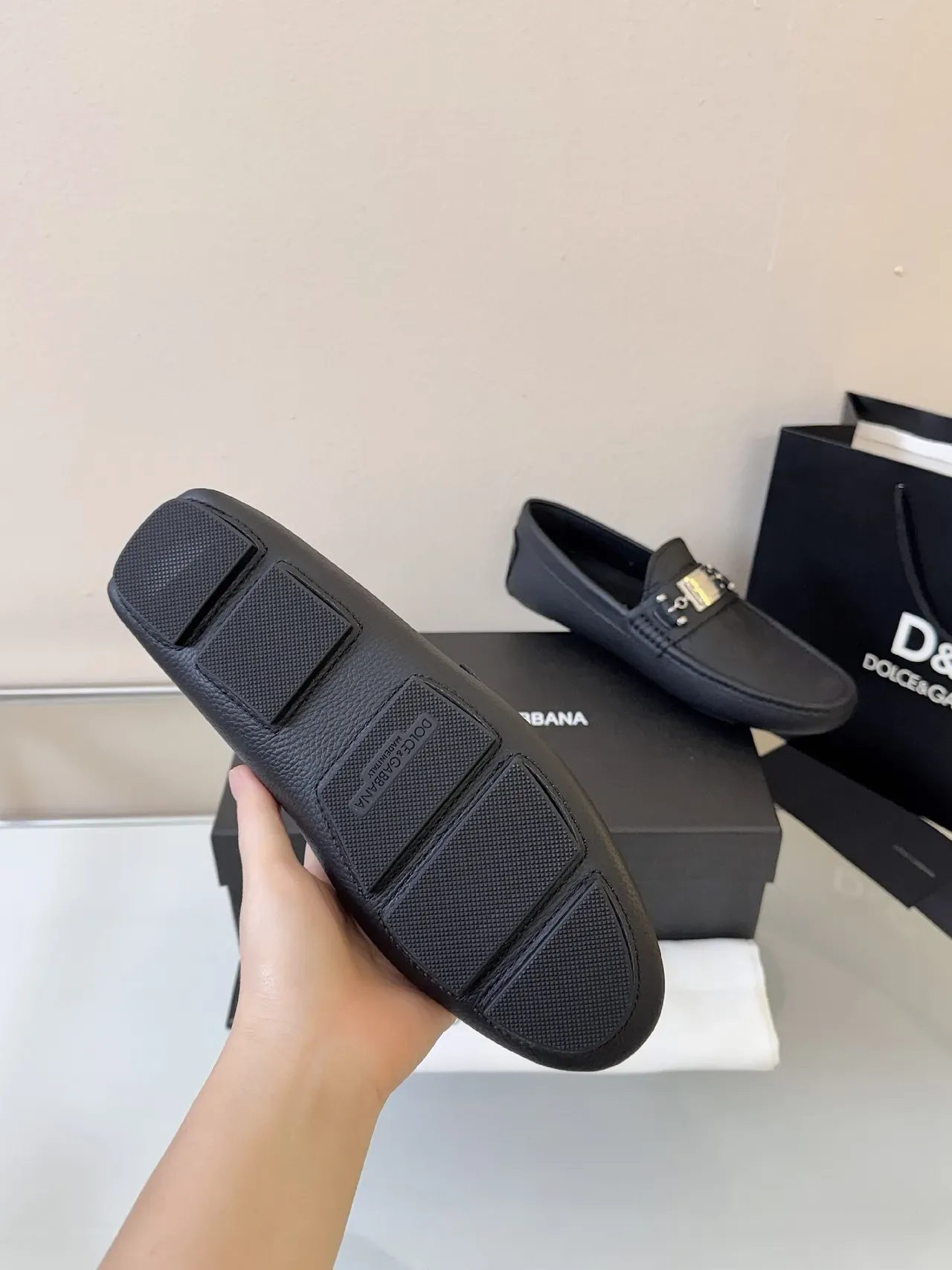 Mocassins Dolce & Gabbana Portofino de Couro Preto Granulado 5