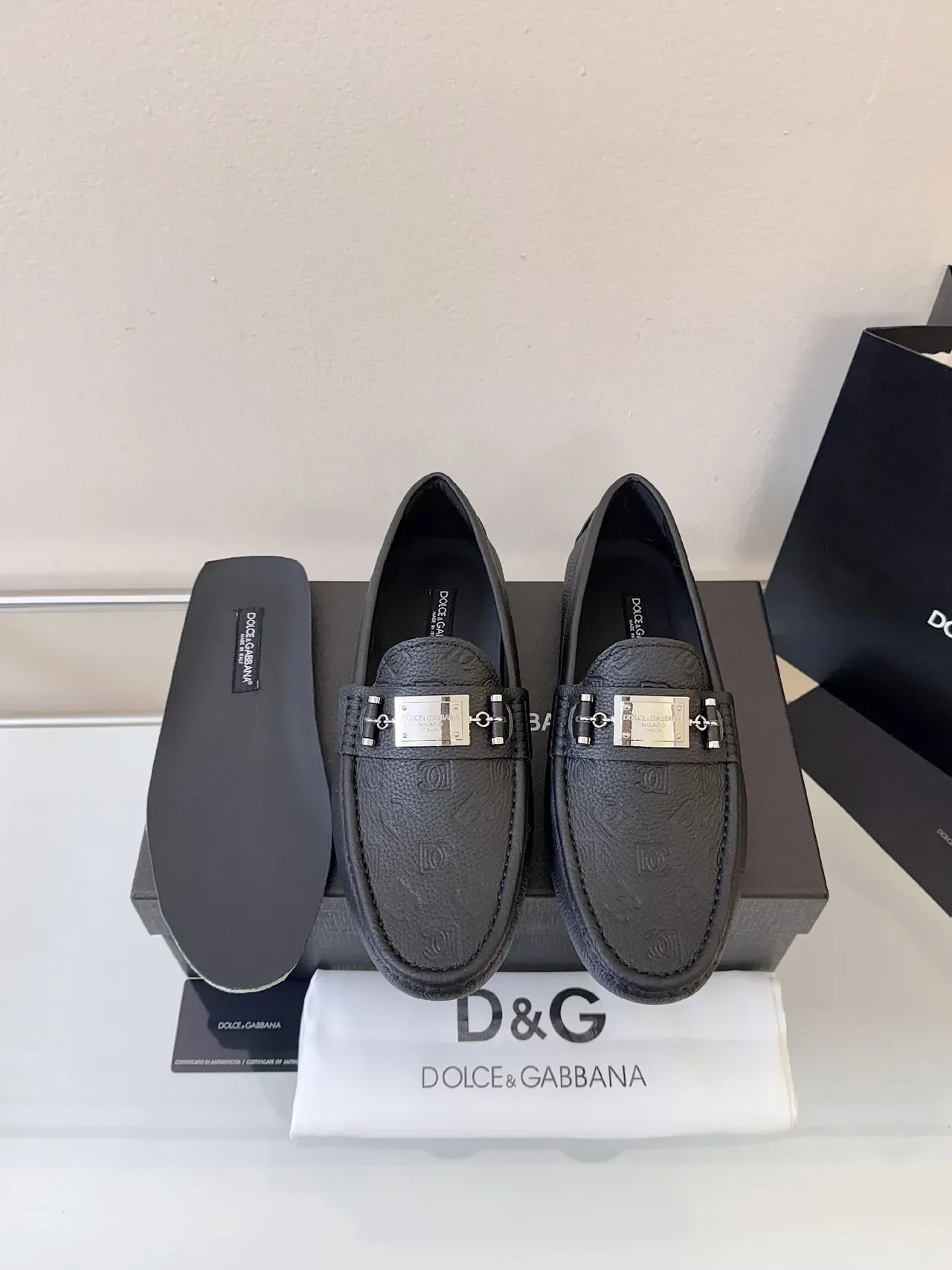 Mocassins Dolce & Gabbana Portofino de Couro Preto Granulado 6