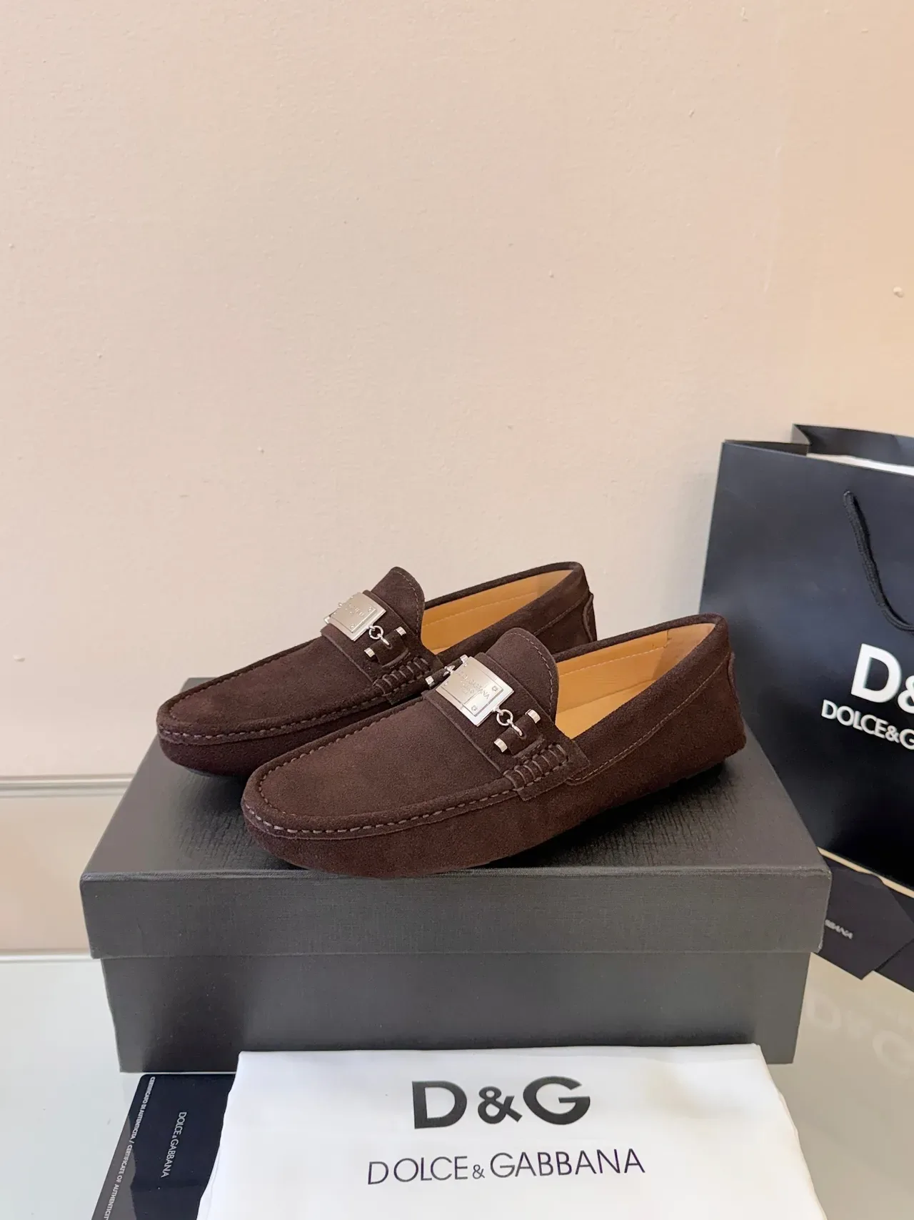 Mocassim Dolce & Gabbana Portofino Marrom Dourado Ante Metal Horsebit Buckle 2