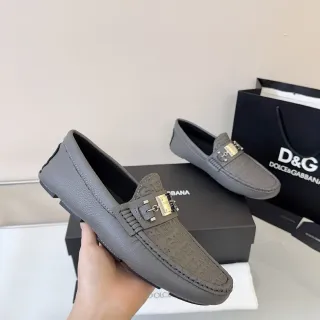 Dolce & Gabbana Portofino Gray Embossed Monogram Loafers