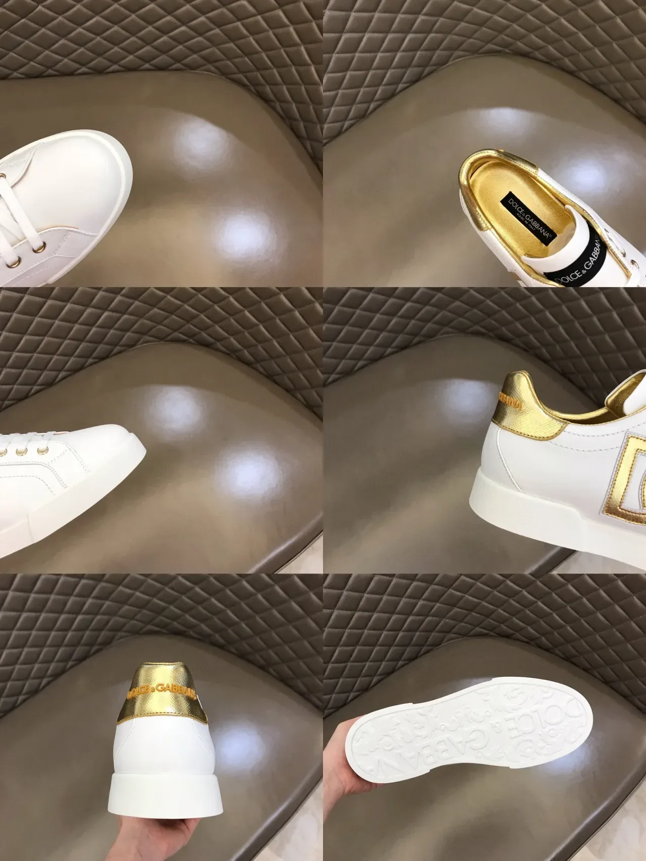 Dolce & Gabbana Portofino Blanc et Or Sneakers Lifestyle 2