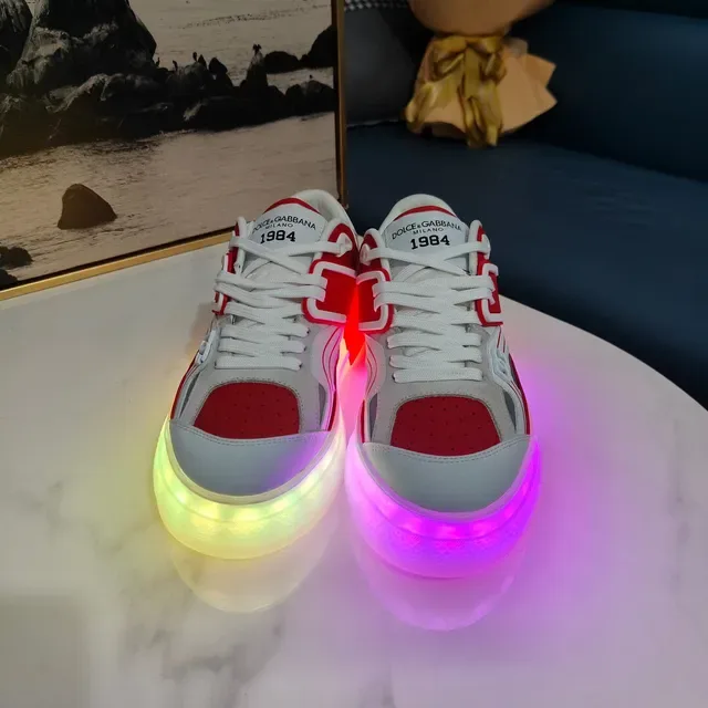 Dolce & Gabbana Red and White Layered Overlay Lifestyle Sneakers 2