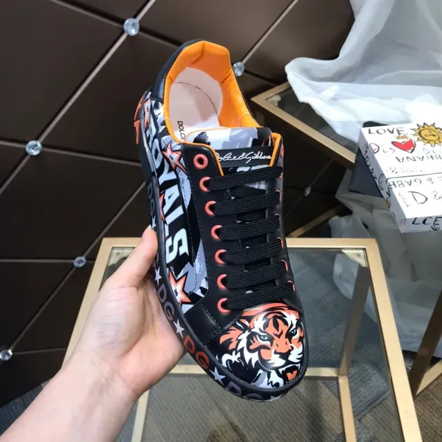 Dolce & Gabbana Tiger Print Black Orange Lifestyle Sneakers 2