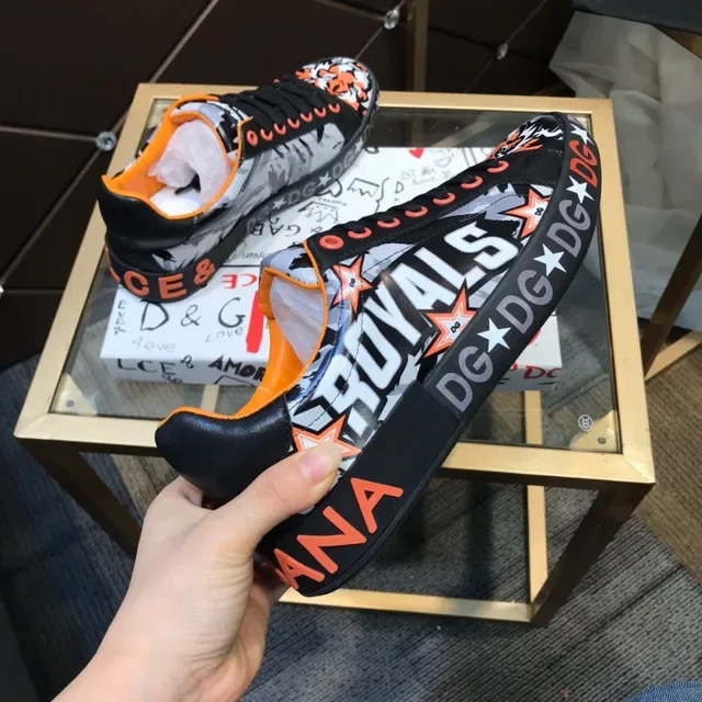 Dolce & Gabbana Tiger Print Black Orange Lifestyle Sneakers 3
