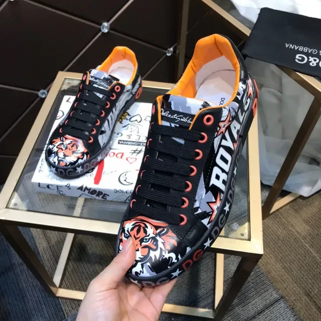 Dolce & Gabbana Tiger Print Black Orange Lifestyle Sneakers 4