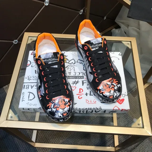 Dolce & Gabbana Tiger Print Black Orange Lifestyle Sneakers 7