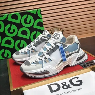 Dolce & Gabbana White Blue Sole Multi-Panel Upper Chunky Sneakers