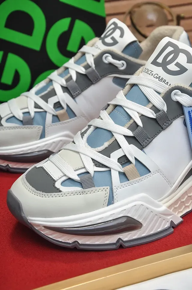 Dolce & Gabbana White Blue Sole Multi-Panel Upper Chunky Sneakers 4