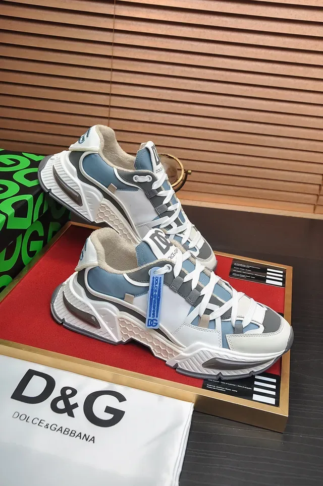 Dolce & Gabbana White Blue Sole Multi-Panel Upper Chunky Sneakers 6