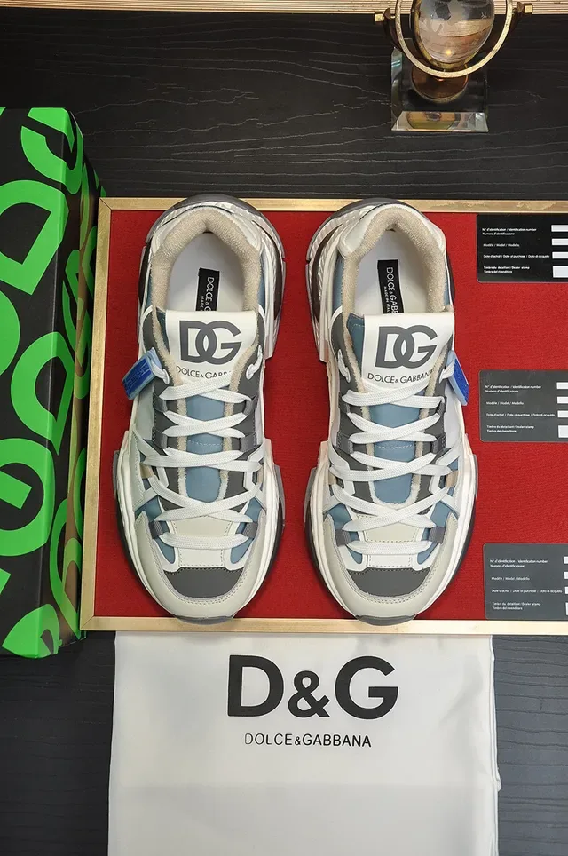 Dolce & Gabbana White Blue Sole Multi-Panel Upper Chunky Sneakers 9