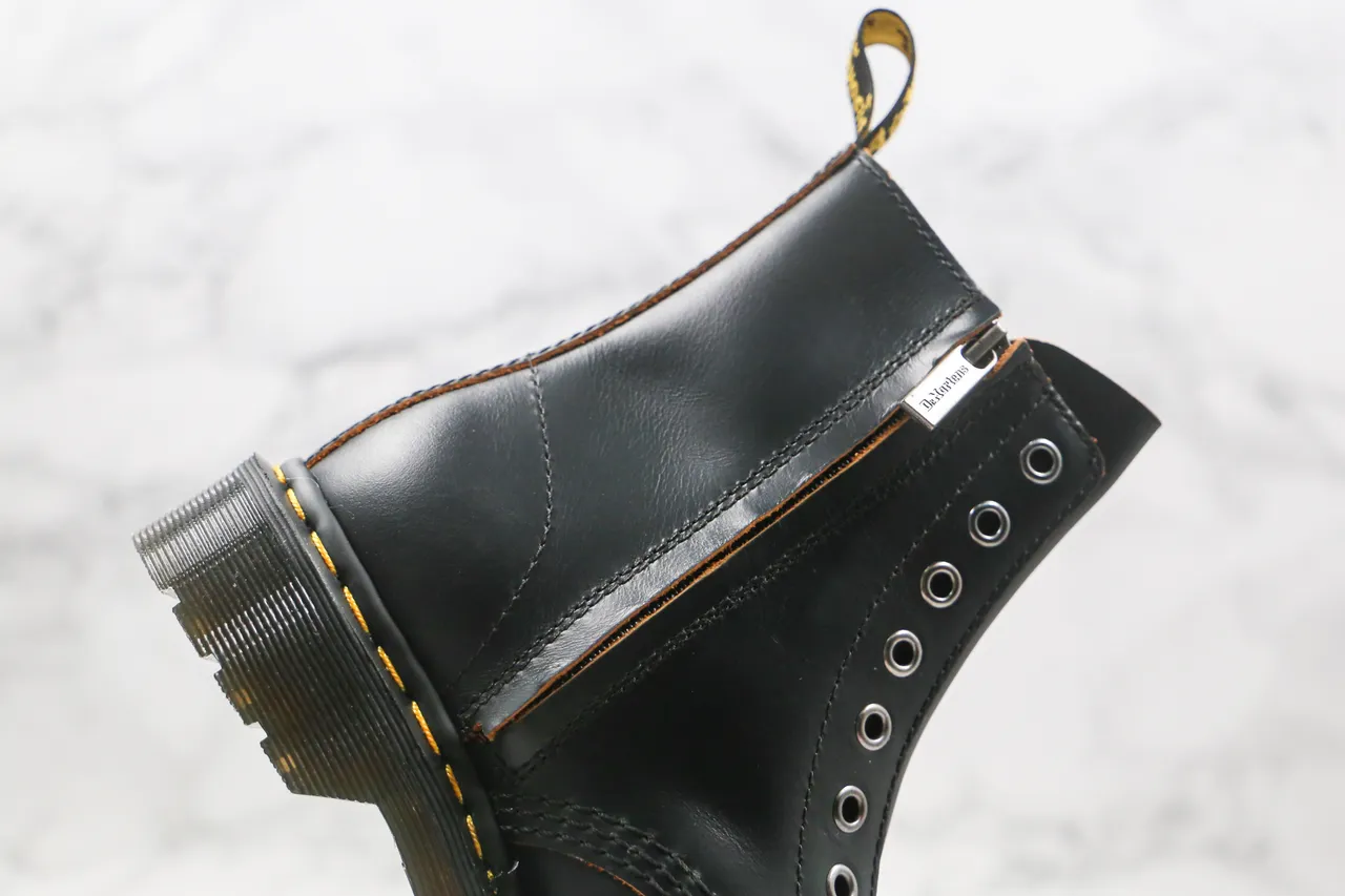Dr. Martens 1460 Black Smooth Leather 8-Eyelet Side-Zip Martin Boots 2