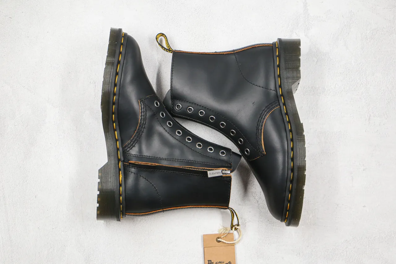 Dr. Martens 1460 Black Smooth Leather 8-Eyelet Side-Zip Martin Boots 10