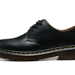 Dr. Martens 1461 Black Brown Smooth Leather Yellow Welt Stitching Oxford Shoes
