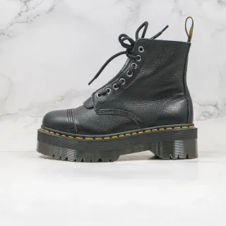 Dr. Martens Jadon Platform Black Pebbled Leather Cap Toe Martin Boot