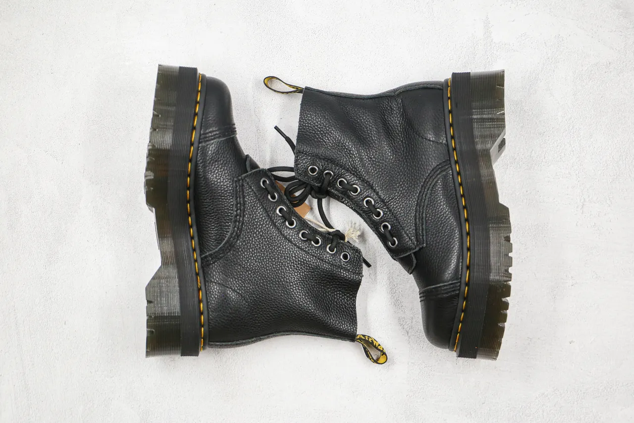 Dr. Martens Jadon Platform Black Pebbled Leather Cap Toe Martin Boot 3