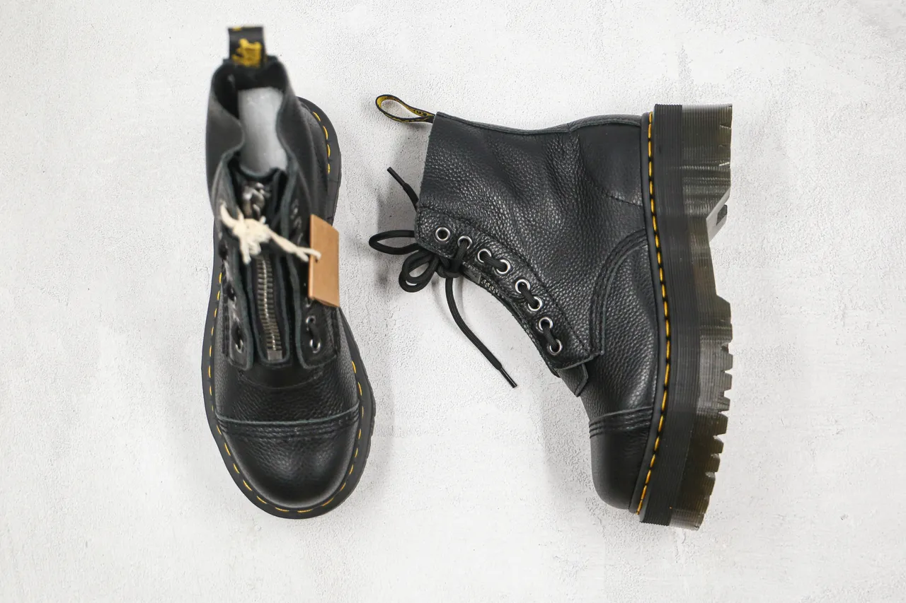 Dr. Martens Jadon Platform Black Pebbled Leather Cap Toe Martin Boot 4