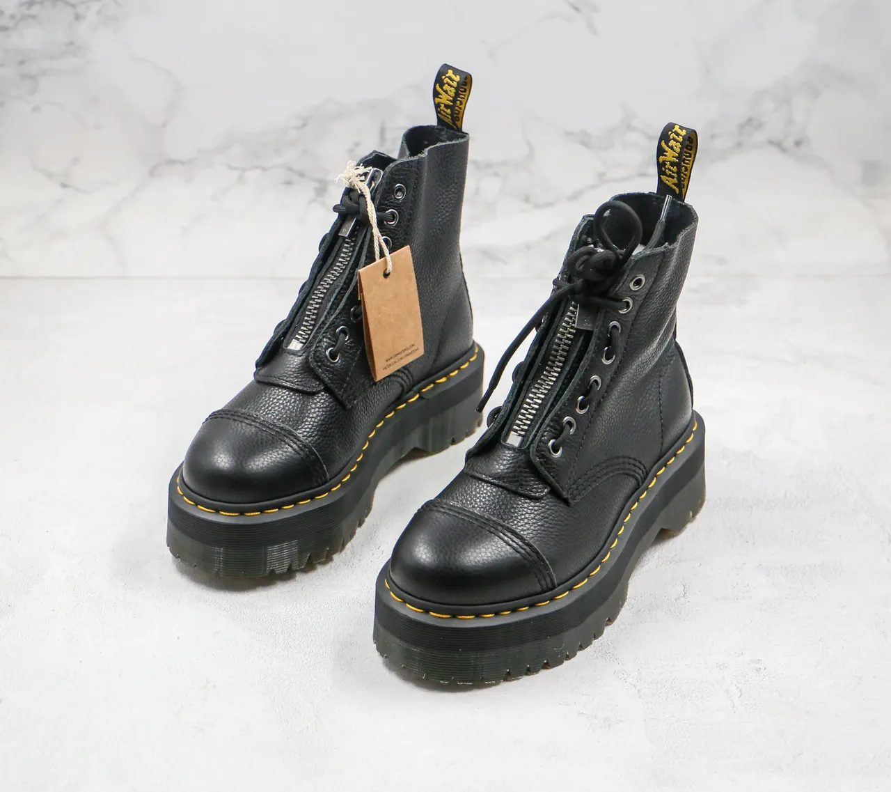 Dr. Martens Jadon Platform Black Pebbled Leather Cap Toe Martin Boot 5