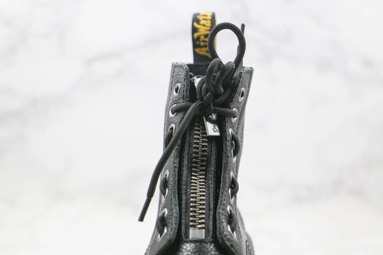 Dr. Martens Jadon Platform Black Pebbled Leather Cap Toe Martin Boot 6