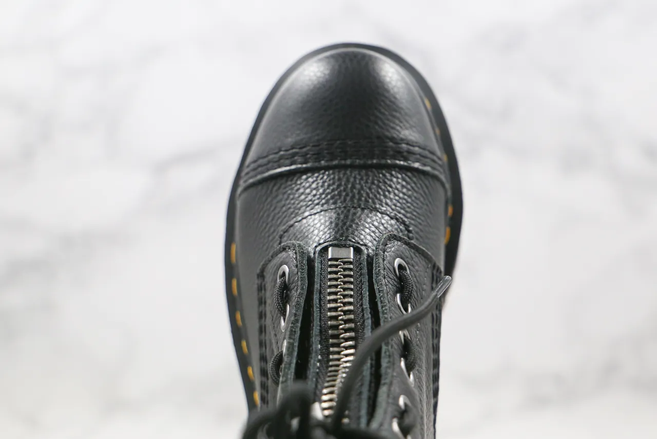 Dr. Martens Jadon Platform Black Pebbled Leather Cap Toe Martin Boot 7