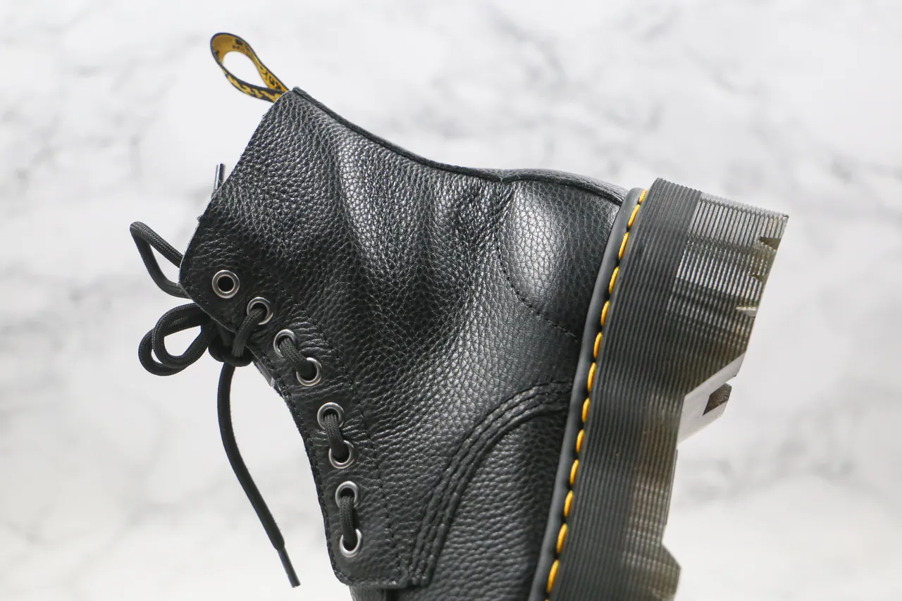 Dr. Martens Jadon Platform Black Pebbled Leather Cap Toe Martin Boot 8