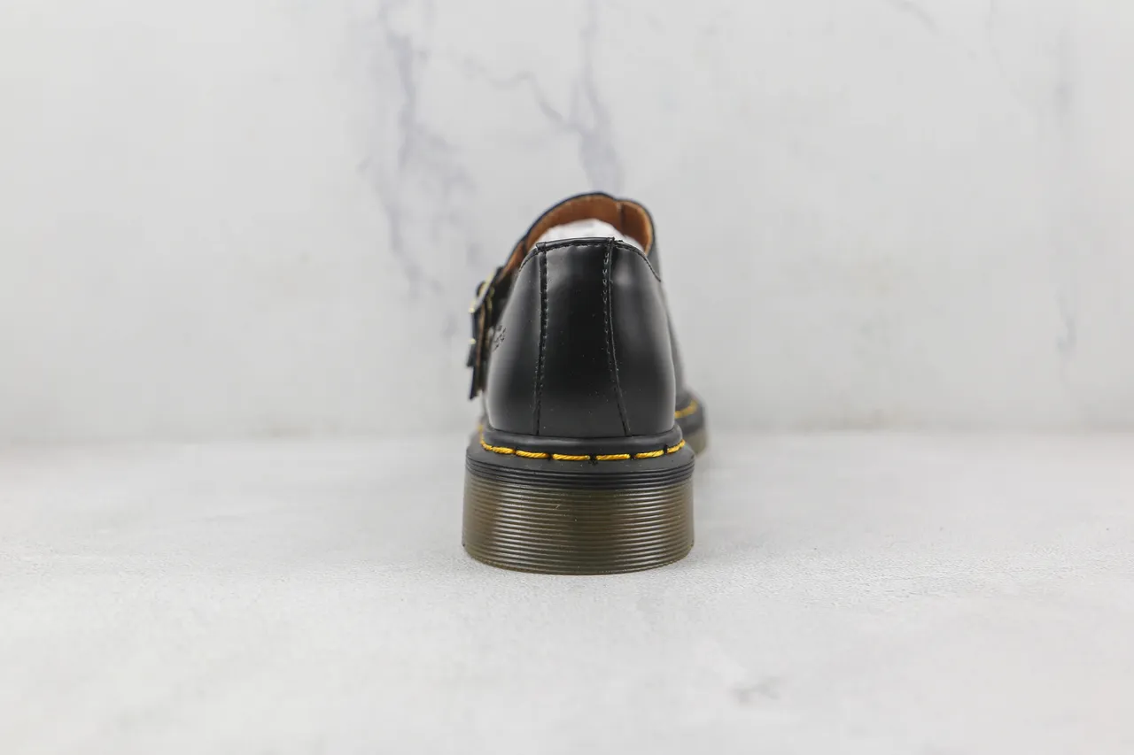 Dr. Martens Mary Jane Black Yellow T-Bar Strap Dual Gold Buckles Mary Jane Shoes 9
