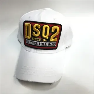 DSQUARED2 Brother Hill Gang Embroidered Patch White Baseball Cap
