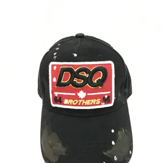 Dsquared2 Brothers Distressed Embroidered Patch Black Baseball Cap