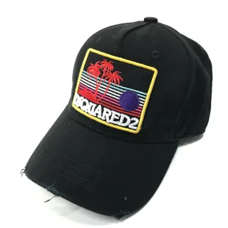 Dsquared2 ICON Retro Palm Tree Embroidered Black Baseball Cap