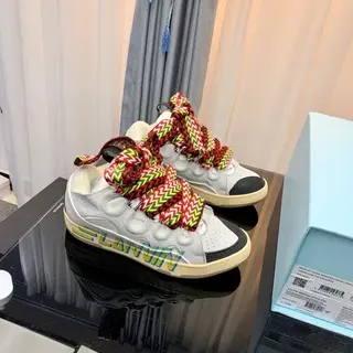 Dsquared2 ICON White Multicolor Silhouette Perforated Circular Overlays Chunky Sneakers