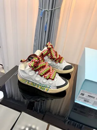 Dsquared2 ICON White Multicolor Silhouette Perforated Circular Overlays Chunky Sneakers 1
