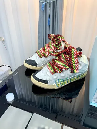 Dsquared2 ICON White Multicolor Silhouette Perforated Circular Overlays Chunky Sneakers 6