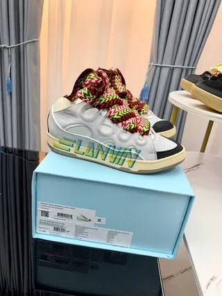 Dsquared2 ICON White Multicolor Silhouette Perforated Circular Overlays Chunky Sneakers 7