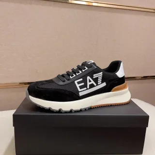 EA7 Black White Platform Sole Mesh And Suede Upper Chunky Sneakers