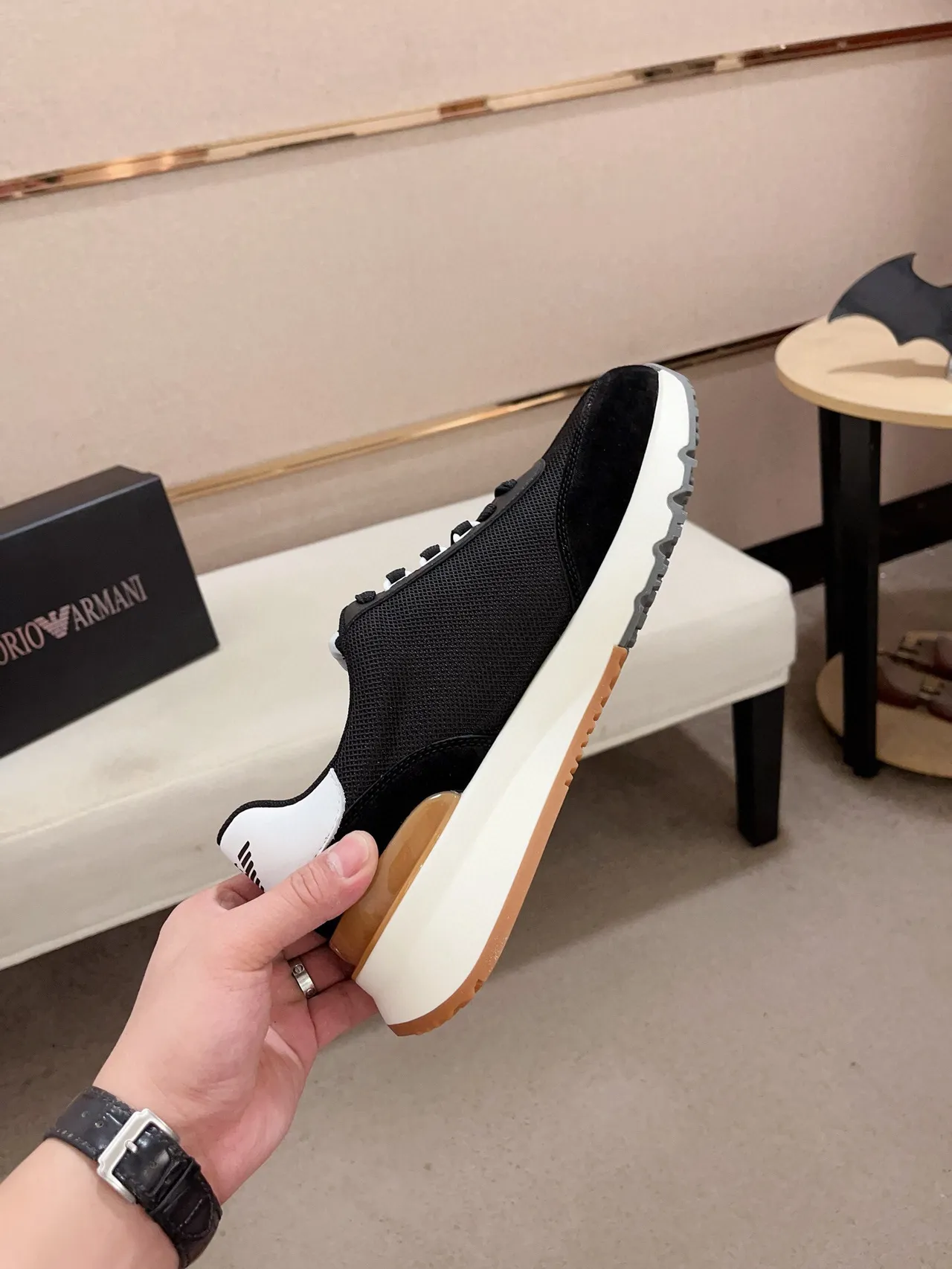 EA7 Noir Blanc Semelle Plateforme Maille Et Daim Supérieur Chunky Sneakers 5