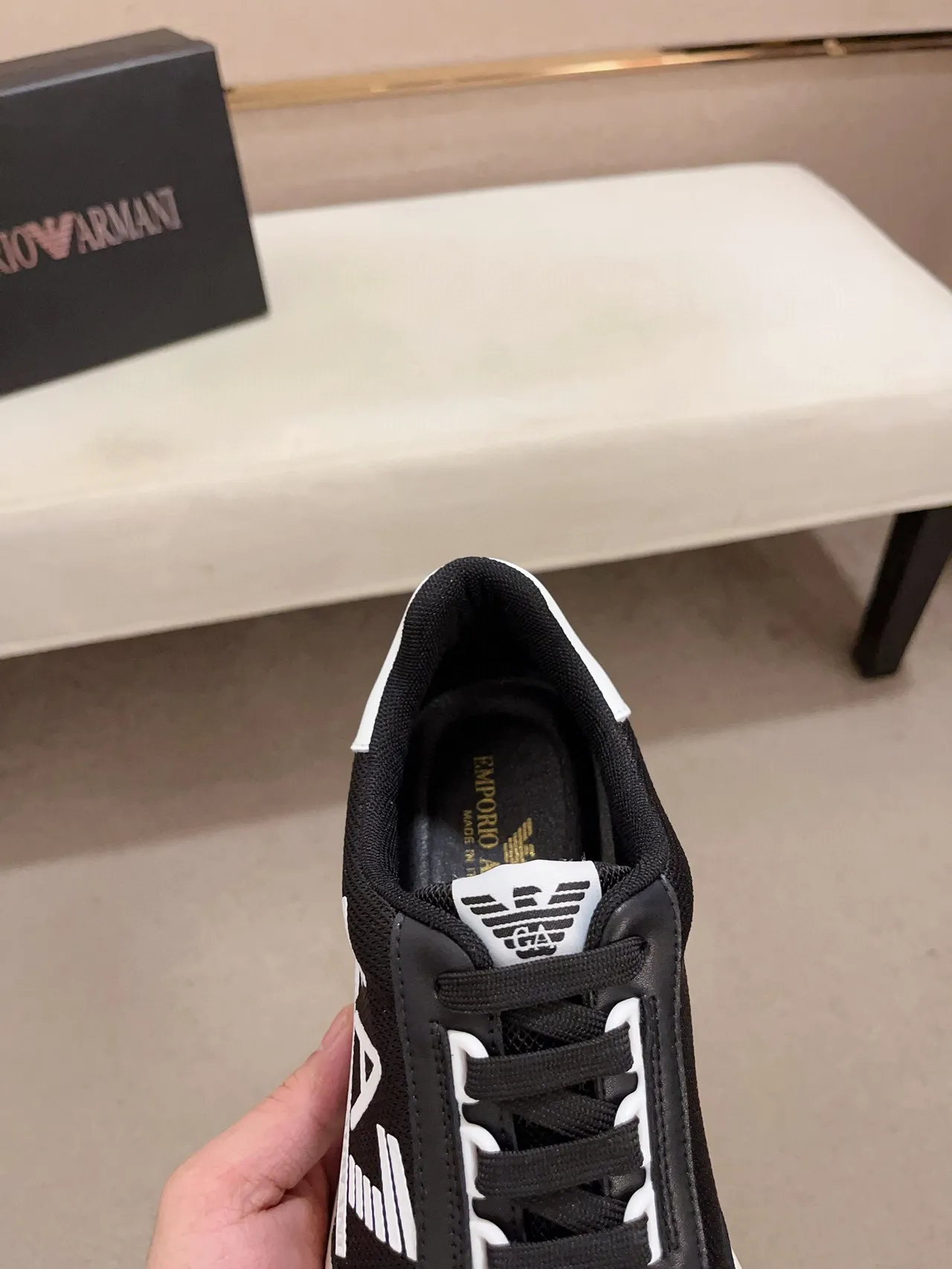 EA7 Noir Blanc Semelle Plateforme Maille Et Daim Supérieur Chunky Sneakers 6