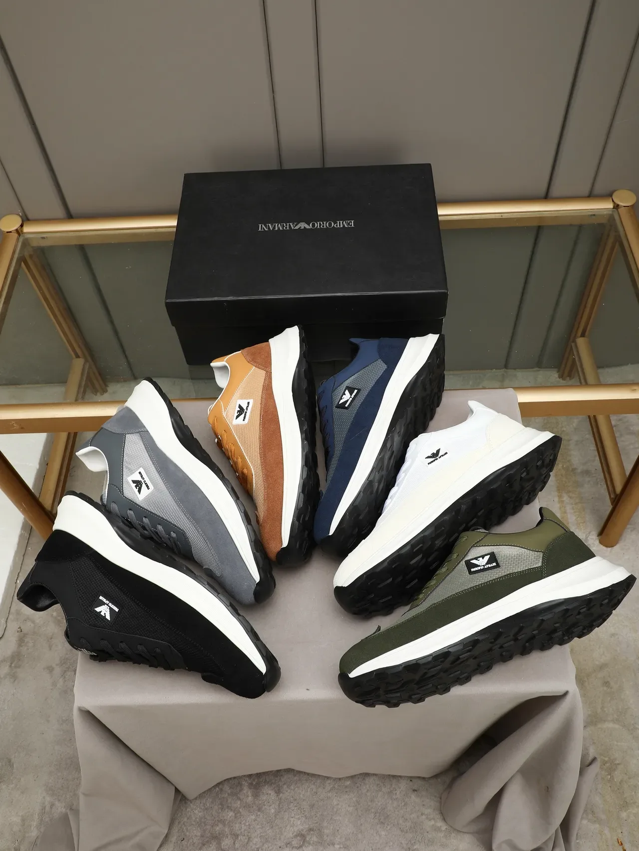 Emporio Armani Black Suede and Mesh Lifestyle Sneaker 2