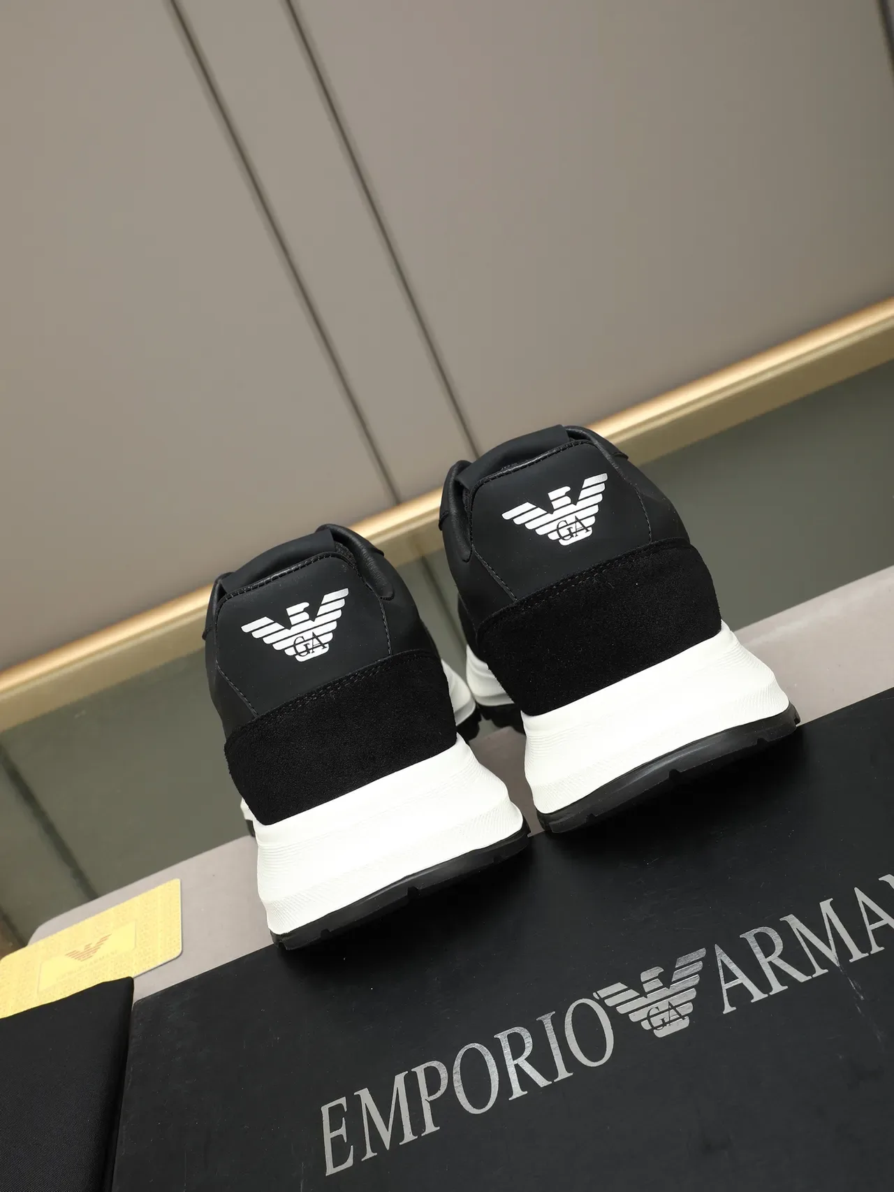 Emporio Armani Black Suede and Mesh Lifestyle Sneaker 4