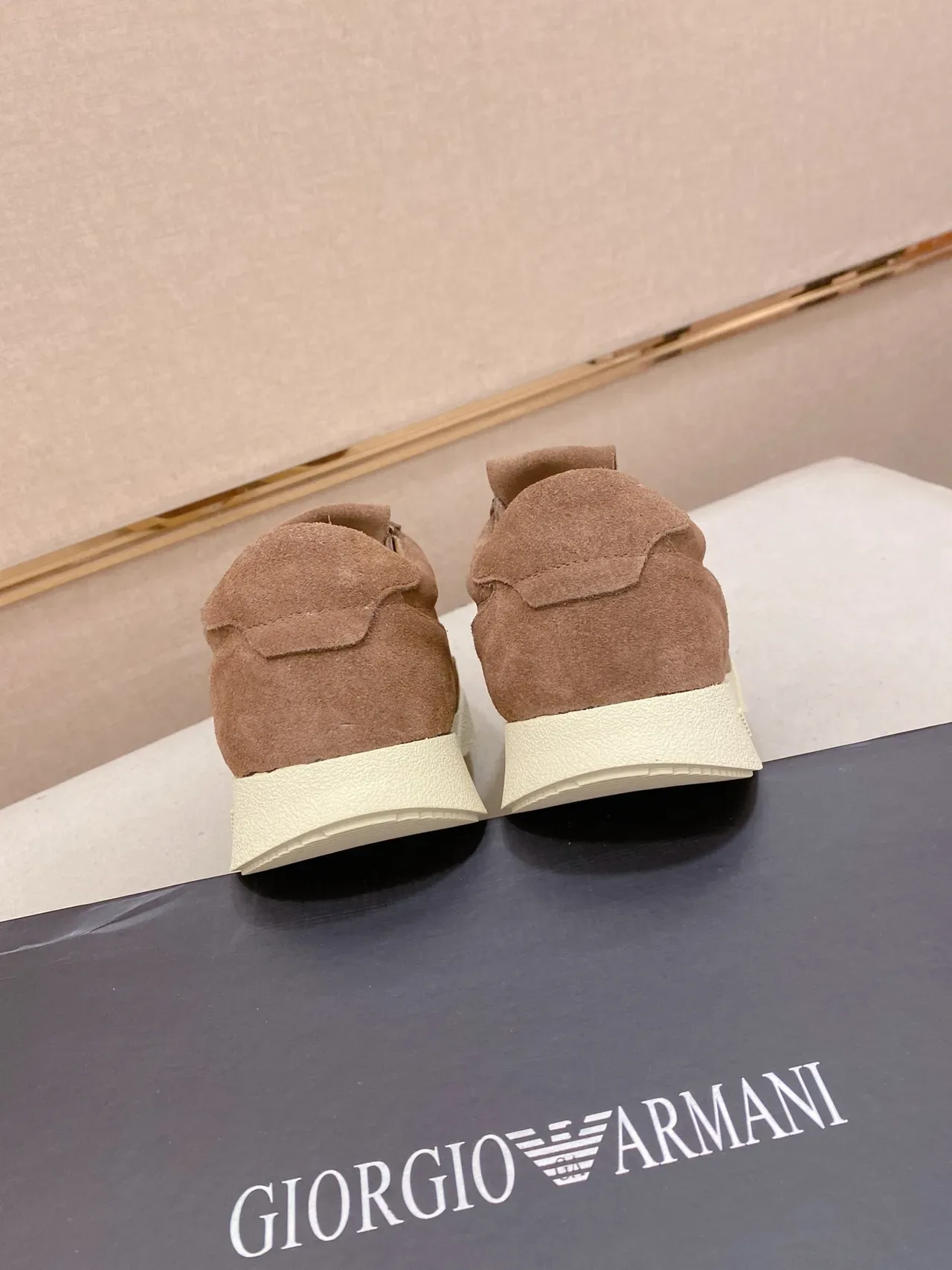 Emporio Armani Brown Suede Low-Top Lifestyle Sneakers 3